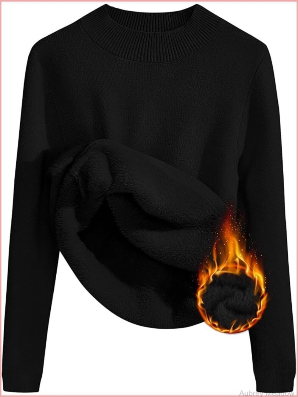 Fleece Sherpa Lined Sweater Long Sleeve Mock Neck Slim Fitted Pullover Thermal